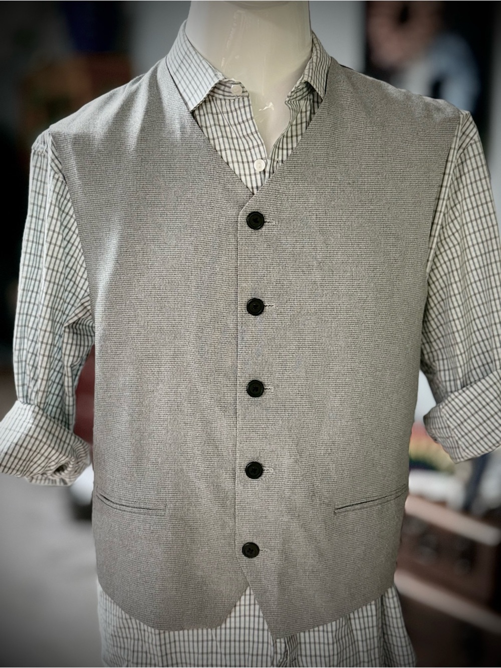 City Streets Gray Tailored Button-Front Men's Waistcoat Vest